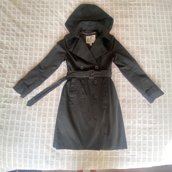 London Fog Fully Lined Raincoat XS Black Excellent Condition - Picture 2 of 15